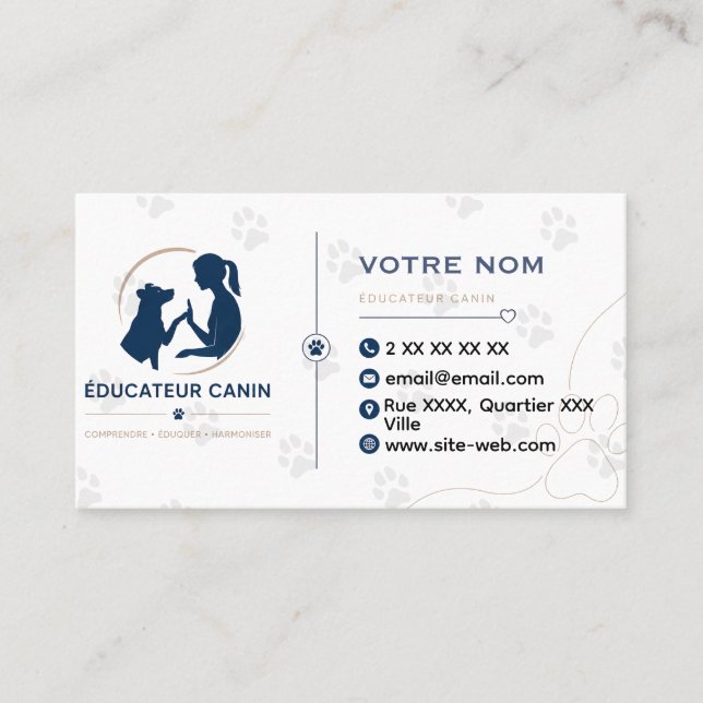 Customizable dog trainer business card (Front)