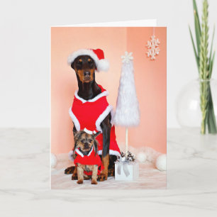 CUSTOMIZABLE DOGGY XMAS SANTA CARD