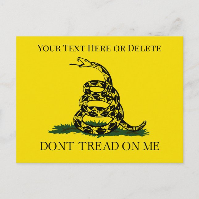 Customizable Don't Tread on Me Snake Gadsden Flag Postcard (Front)
