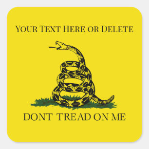Customizable Don't Tread on Me Snake Gadsden Flag Square Sticker