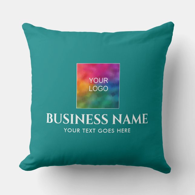 Customizable Double Sided Company Logo Text Square Throw Pillow (Front)