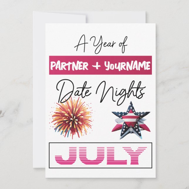 Customizable double-sided note card for July (Front)