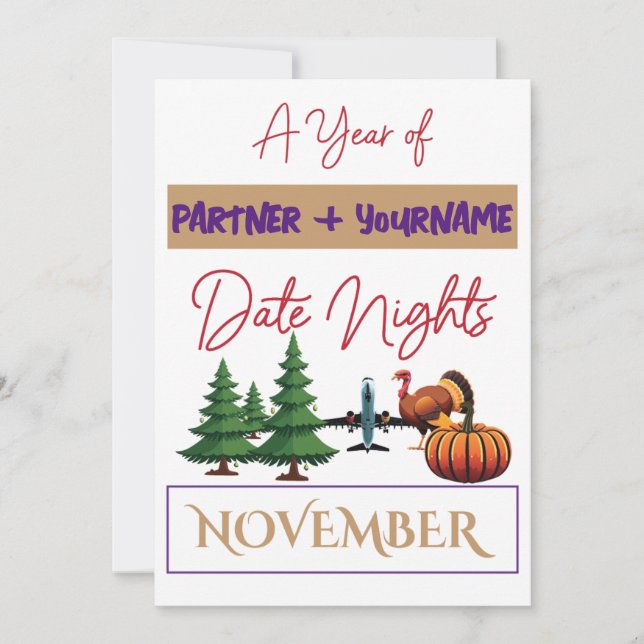 Customizable double-sided note card for November (Front)