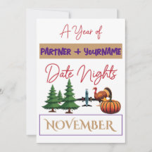 Customizable double-sided note card for November