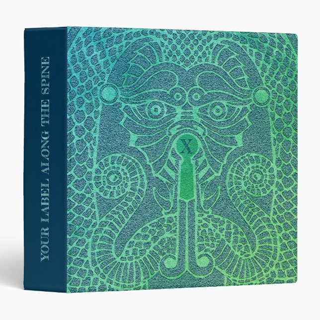 Customizable Dragon Face Binder moss/jeans (Front/Spine)