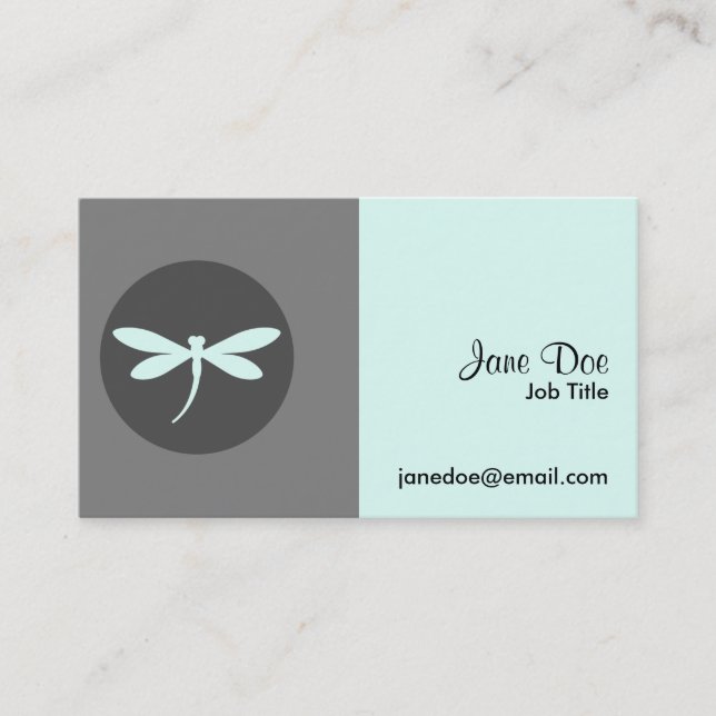 Customizable Dragonfly Colour with Grey BG Design Business Card (Front)