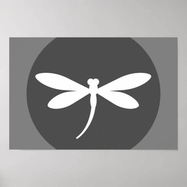 Customizable Dragonfly Colour with Grey BG Design Poster (Front)