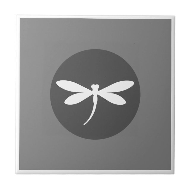 Customizable Dragonfly Colour with Grey BG Design Tile (Front)