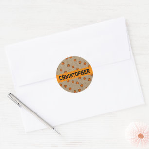 Customizable Dribbling Basketball Pattern Classic Round Sticker