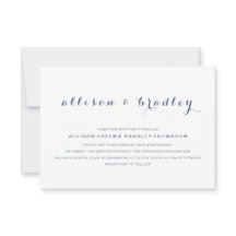 Customizable Dusty Navy Script Wedding Invitation
