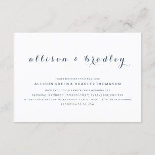 Customizable Dusty Navy Script Wedding Invitation