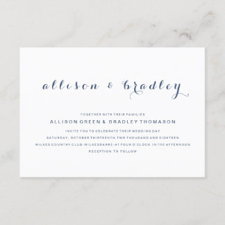 Customizable Dusty Navy Script Wedding Invitation