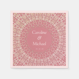 Customizable Dusty Pink Party Wedding Lace  Napkin