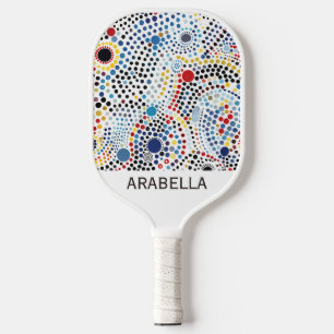 Customizable Dynamic Bold Dotted Cosmic Abstract Pickleball Paddle