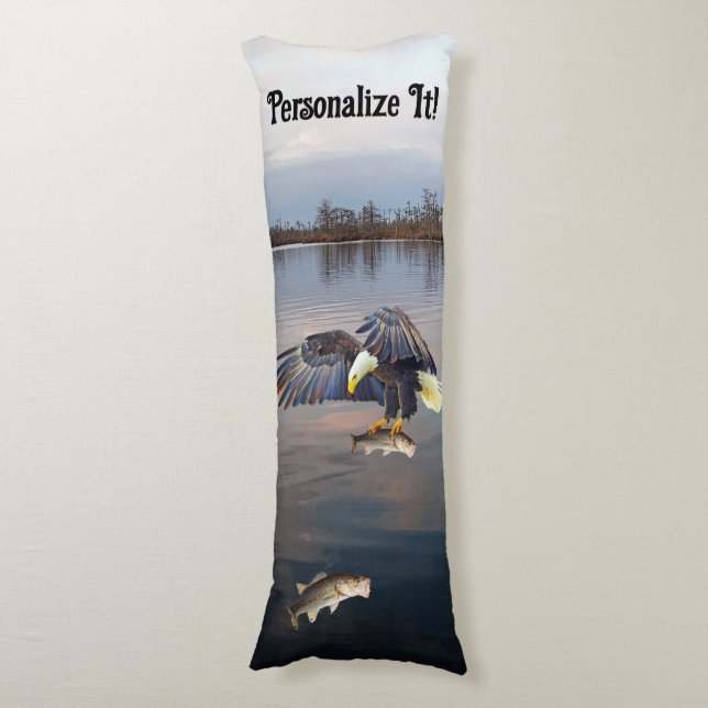 Customizable Eagle Bass Fishing Body Pillow (Front Vertical)