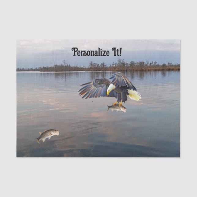 Customizable Eagle Bass Fishing Tissue Paper (Front)