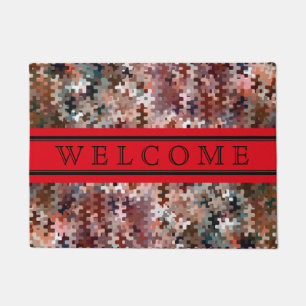 Customizable Earth Toned Multicolored Pattern Doormat