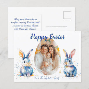 Customizable 🐇Easter Bunny Duo Delight Holiday Postcard