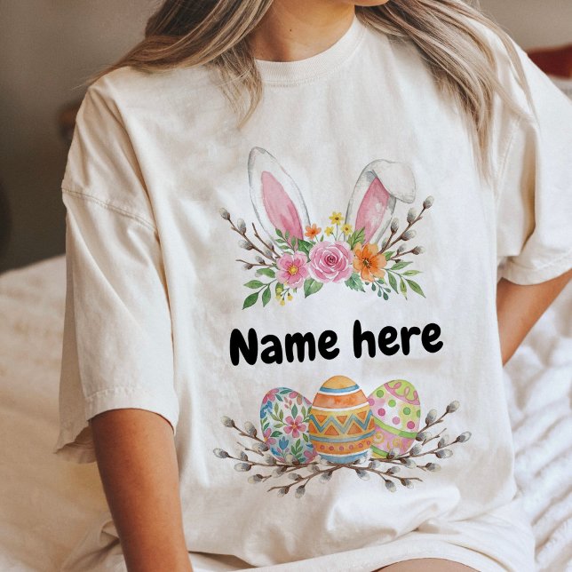 Customizable Easter Bunny Ears And Eggs Tri-Blend Shirt (Creator Uploaded)