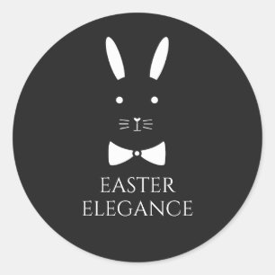 Customizable Easter Elegance Bunny Classic Round Sticker