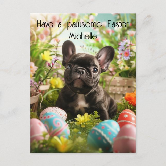  Customizable🐶 Easter Joy with Furry Friends Postcard (Front)