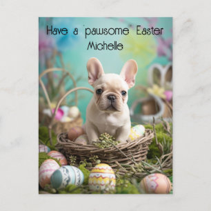 Customizable🐶 Easter Joy with Furry Friends Postcard