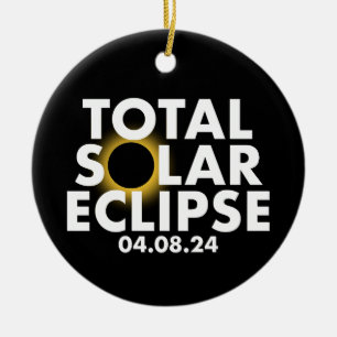 Customizable Eclipse 2024 Ceramic Ornament