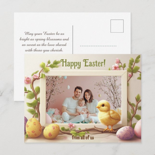 Customizable 🐇Egg-ceptional Easter Snapshot Holiday Postcard (Front/Back)