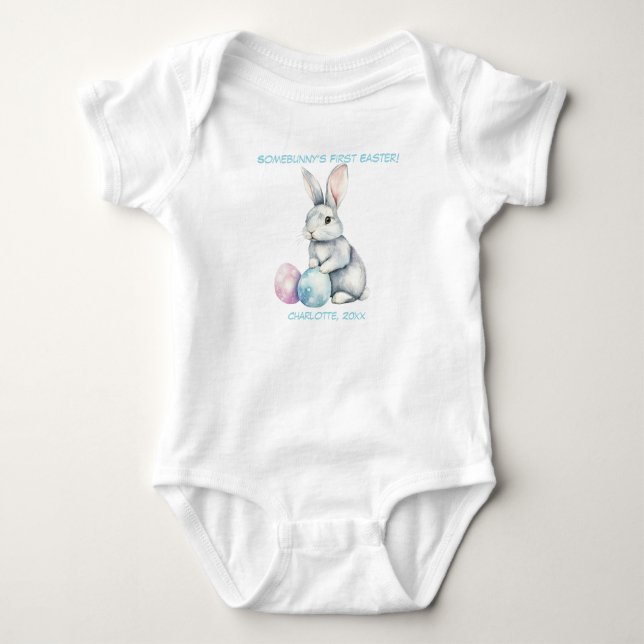 Customizable 🐇Egg-citing Bunny Romper (Front)