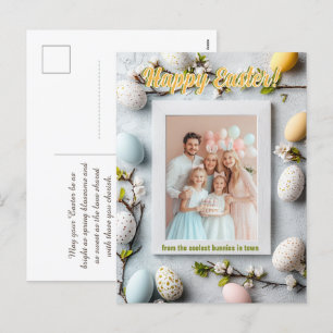 Customizable 🐇Egg-citing Easter Snapshot Holiday Postcard
