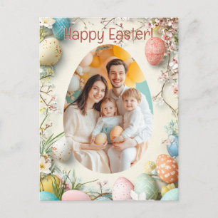 Customizable 🐇Egg-citing Snapshot Greetings Holiday Postcard