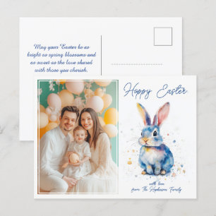 Customizable 🐇Egg-stra Adorable Bunny Greetings Holiday Postcard