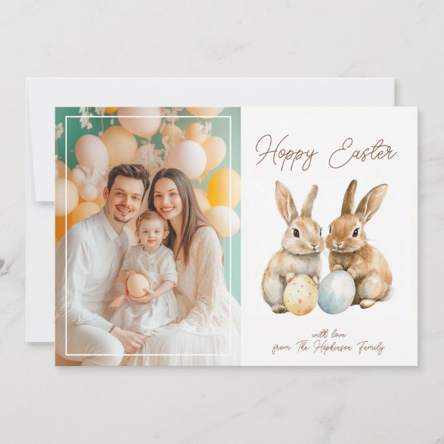 Customizable 🐇Egg-stra Cute Hoppy Easter Holiday Card (Front)