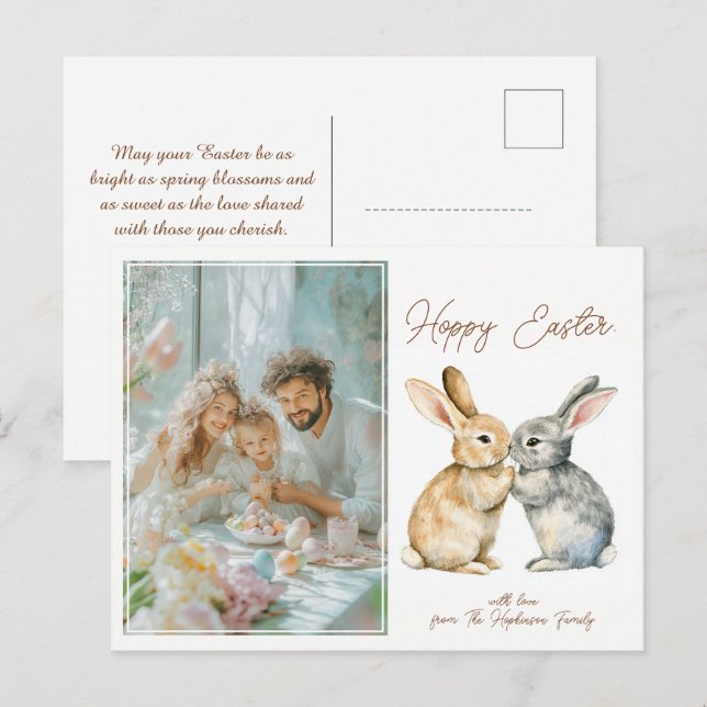 Customizable 🐇Egg-stra Cute Hoppy Easter Holiday Postcard (Front/Back)