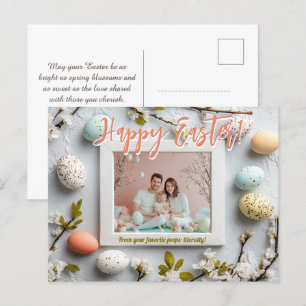 🐰🥚🌸Customizable Egg-stravagant Easter Greetings Holiday Postcard