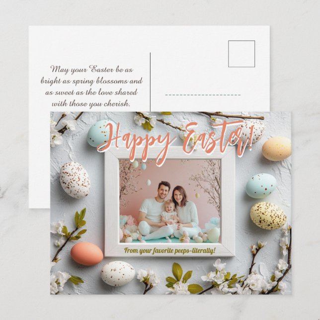 🐰🥚🌸Customizable Egg-stravagant Easter Greetings Holiday Postcard (Front/Back)