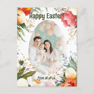 Customizable 🐇Egg-stravagant Floral Greetings Holiday Postcard