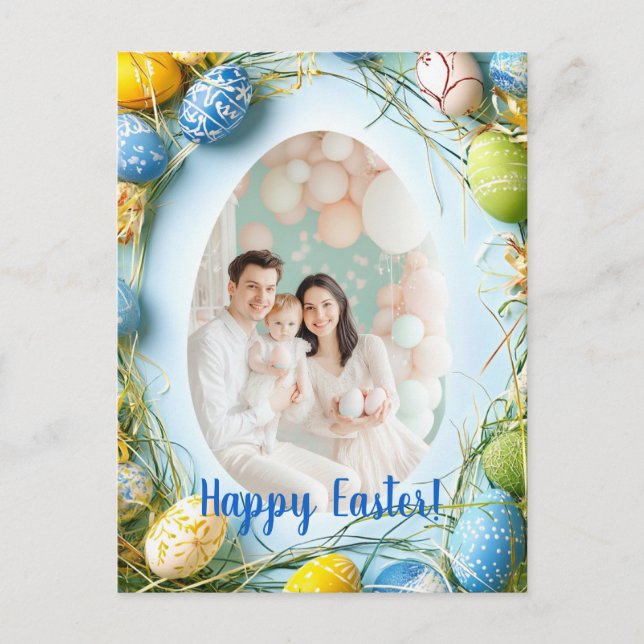 Customizable 🐇Egg-tastic Easter Snapshot Holiday Postcard (Front)
