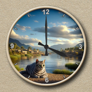 Customizable Egyptian Mau Cat Round Clock