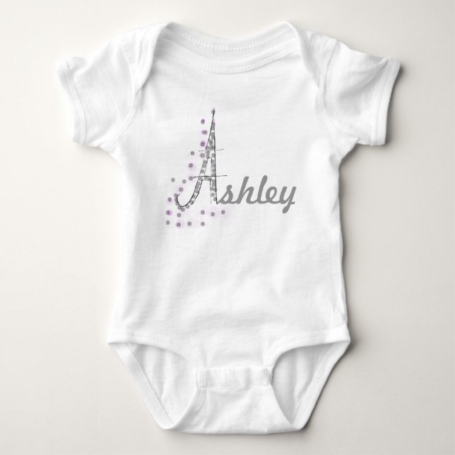 Customizable Eiffel Tower Name Baby Bodysuit (Front)
