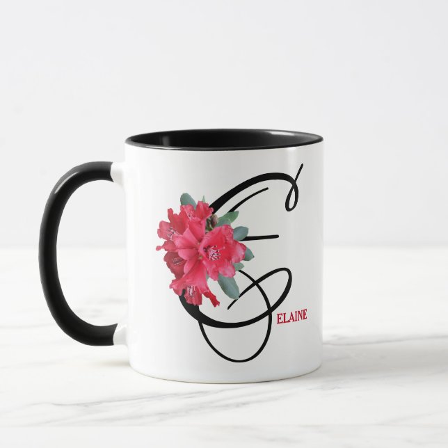 Customizable Elaine name red flowers boho vintage Mug (Left)