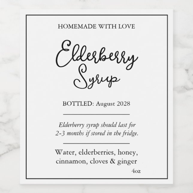 Customizable Elderberry Syrup Label ZEB_05b (Single Label)