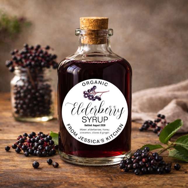 Customizable Elderberry Syrup Round Label ZEB008rd (Creator Uploaded)