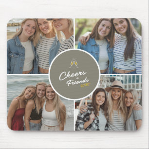 Customizable Elegant Best Friends 4 Photo Collage Mouse Pad