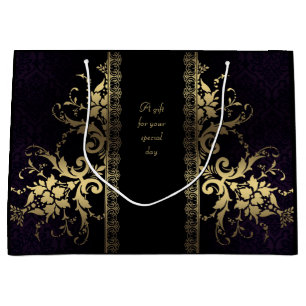Customizable Elegant Black and Gold Gift Bag