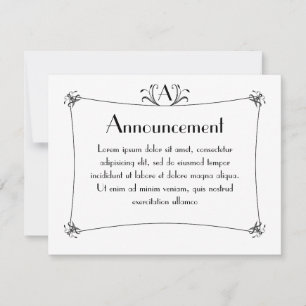 Customizable Elegant Border With Monogram Announcement