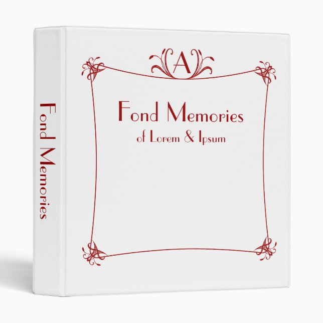 Customizable Elegant Border With Monogram Binder (Front/Spine)