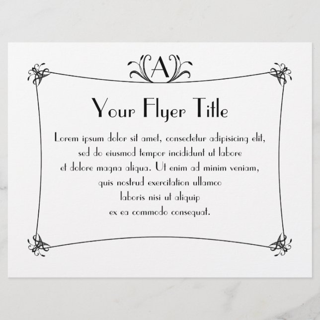 Customizable Elegant Border With Monogram Flyer (Front)