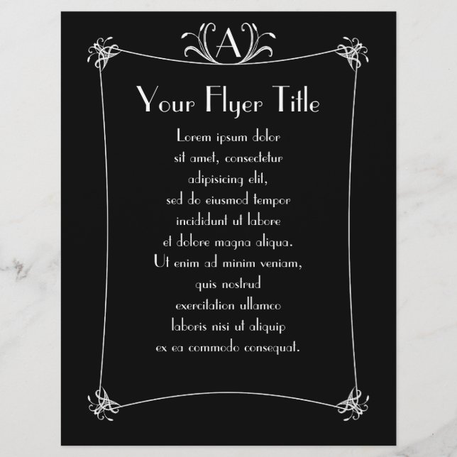 Customizable Elegant Border With Monogram Flyer (Front)