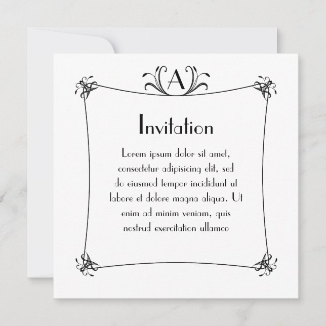 Customizable Elegant Border With Monogram Invitation (Front)